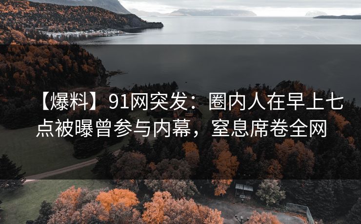 【爆料】91网突发：圈内人在早上七点被曝曾参与内幕，窒息席卷全网