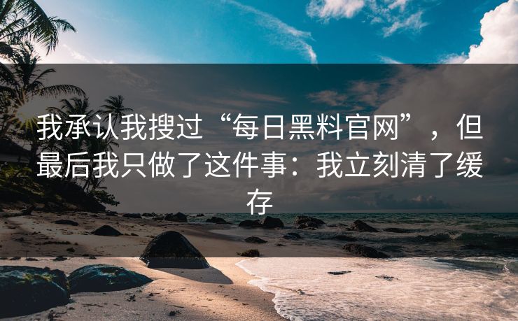 我承认我搜过“每日黑料官网”，但最后我只做了这件事：我立刻清了缓存
